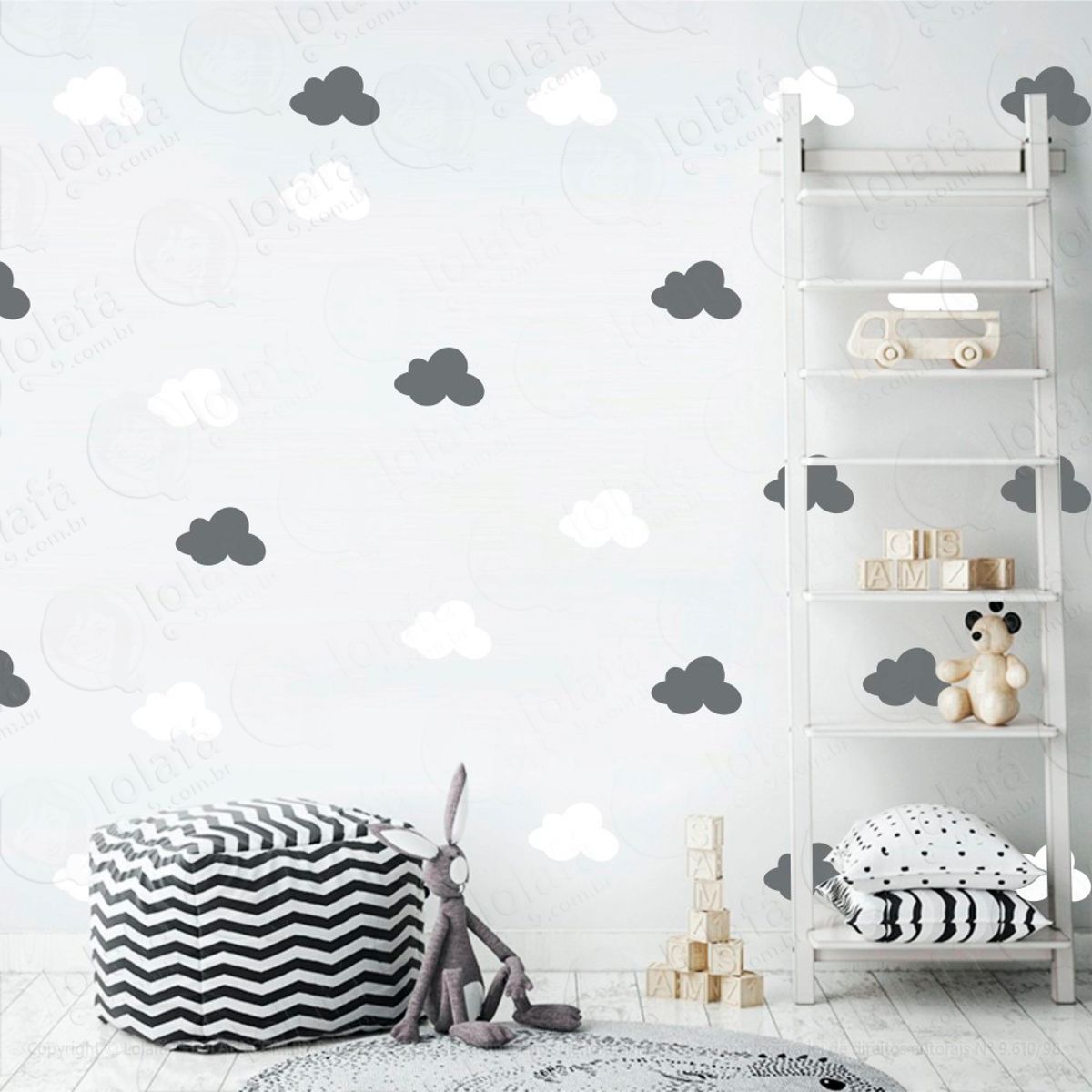 Adesivos Nuvens 36 Peças Adesivos para Quarto de Bebê Infantil Mod:496
