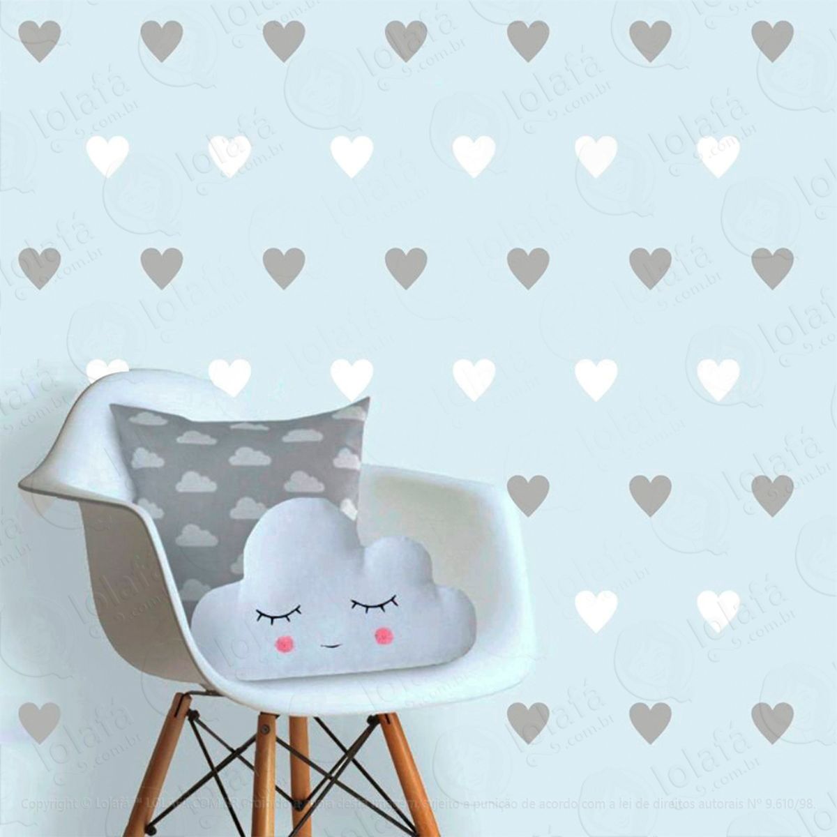 Adesivos Corações 96 Peças Adesivos para Quarto de Bebê Infantil Mod:502