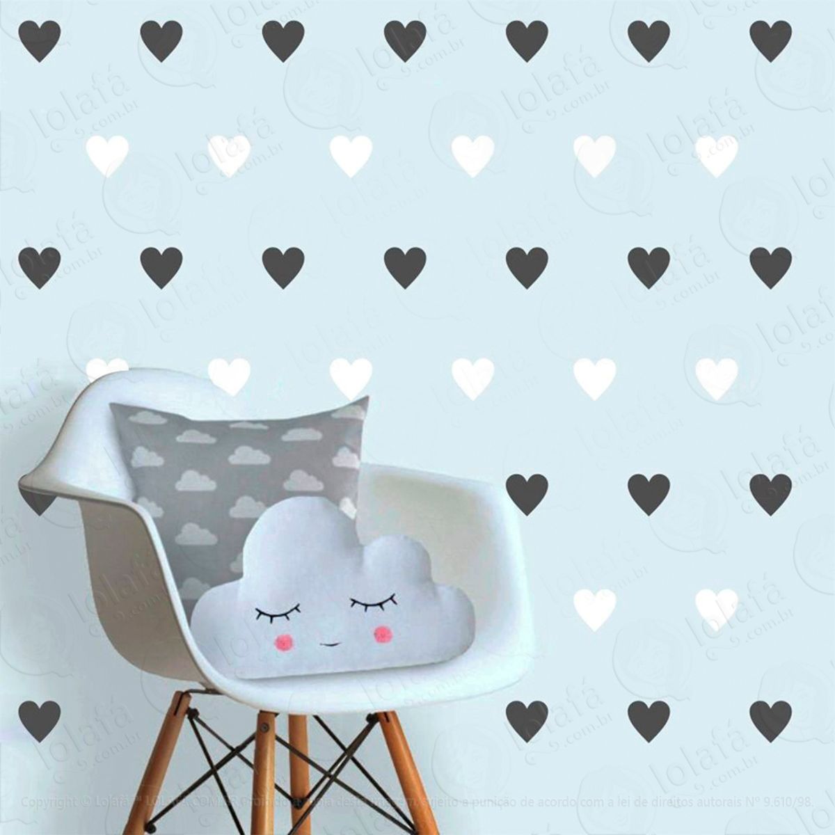Adesivos Corações 96 Peças Adesivos para Quarto de Bebê Infantil Mod:503