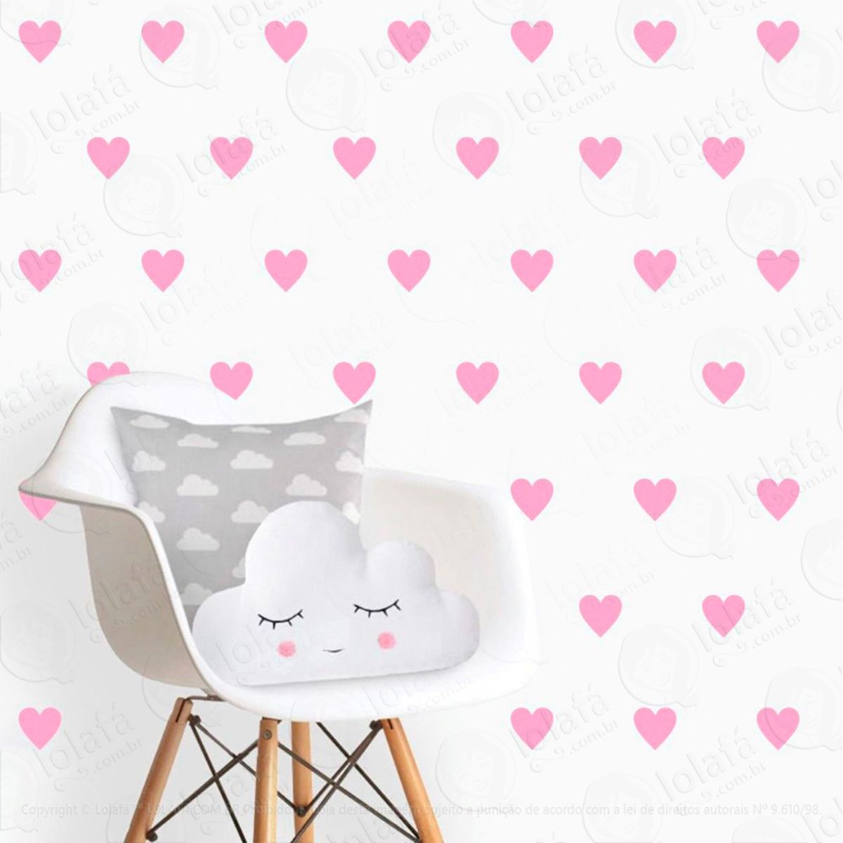 Adesivos Corações 96 Peças Adesivos para Quarto de Bebê Infantil Mod:505