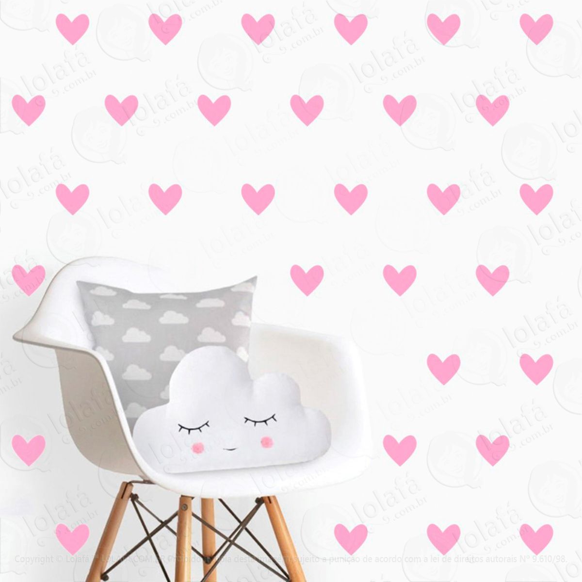 Adesivos Corações 96 Peças Adesivos para Quarto de Bebê Infantil Mod:508