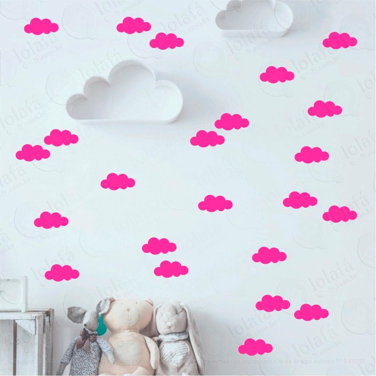 Adesivos Nuvens 68 Peças Adesivos para Quarto de Bebê Infantil Mod:523