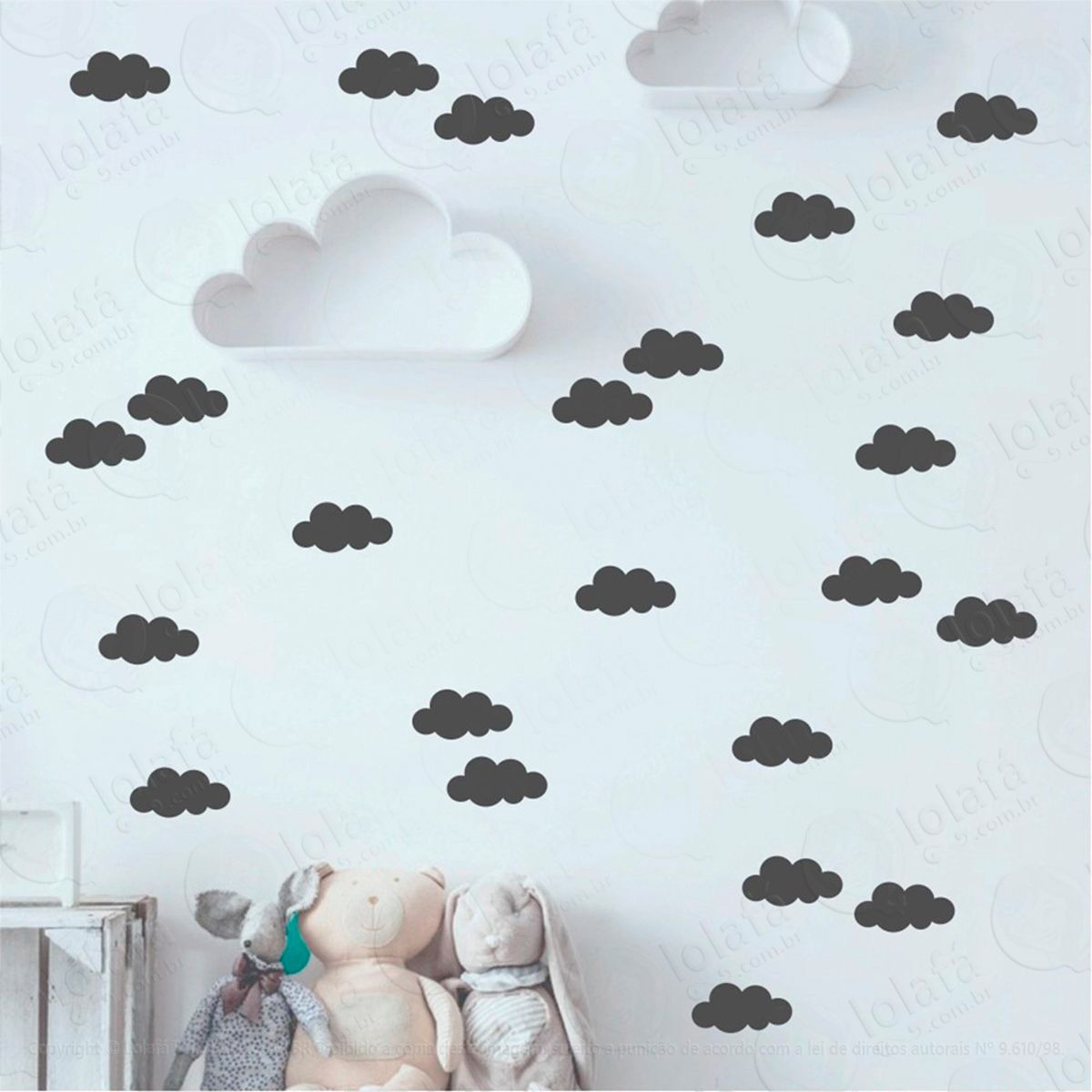 Adesivos Nuvens 68 Peças Adesivos para Quarto de Bebê Infantil Mod:524