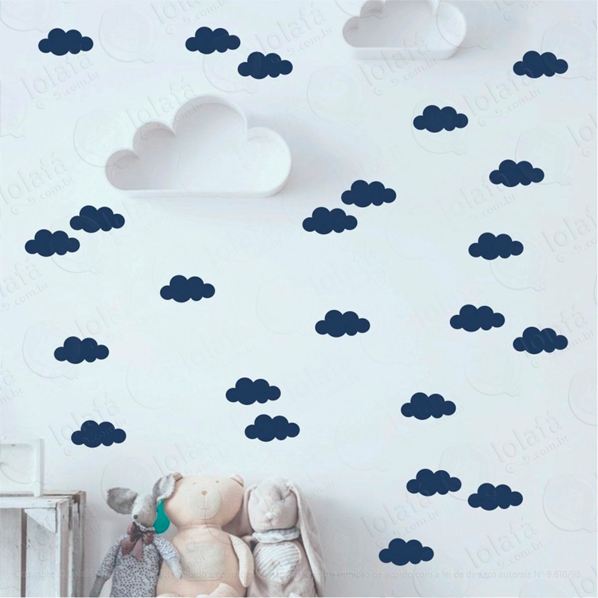 Adesivos Nuvens 68 Peças Adesivos para Quarto de Bebê Infantil Mod:525