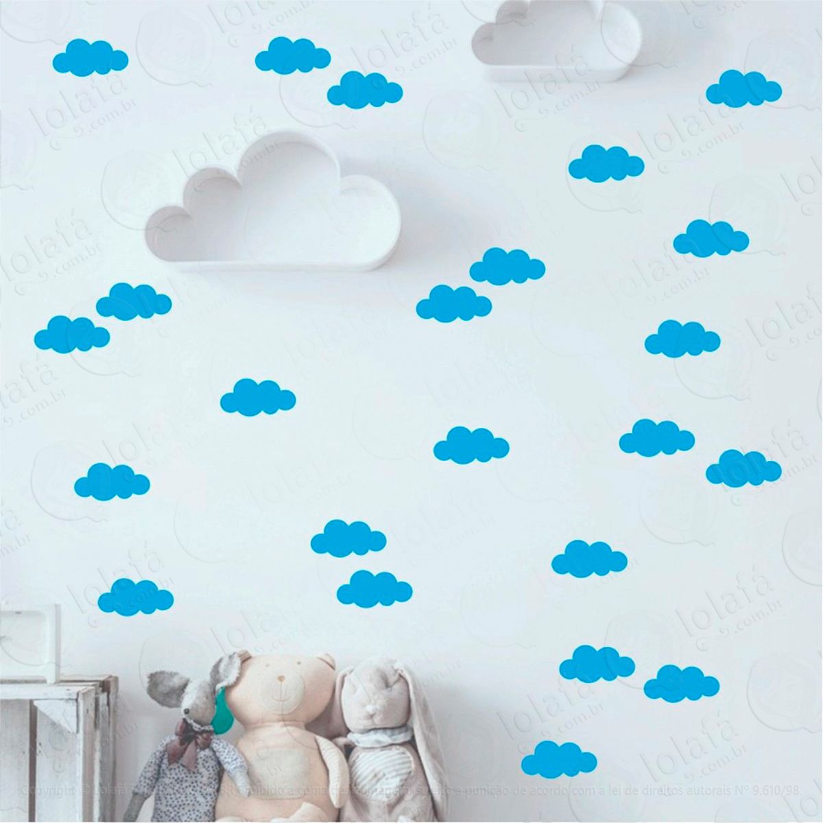 Adesivos Nuvens 68 Peças Adesivos para Quarto de Bebê Infantil Mod:526