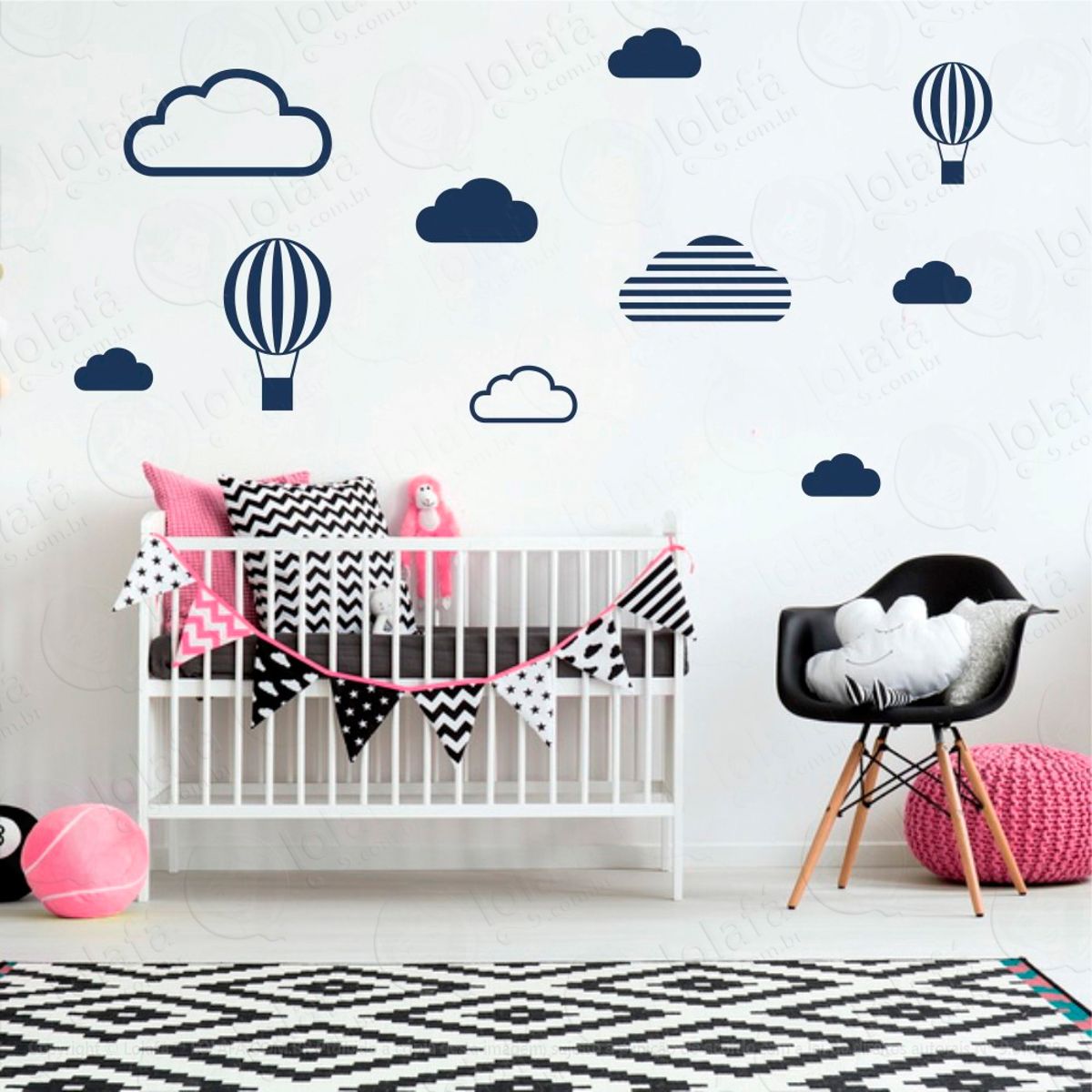 Adesivos Nuvens e Balões 10 Peças Adesivos para Quarto de Bebê Infantil Mod:531