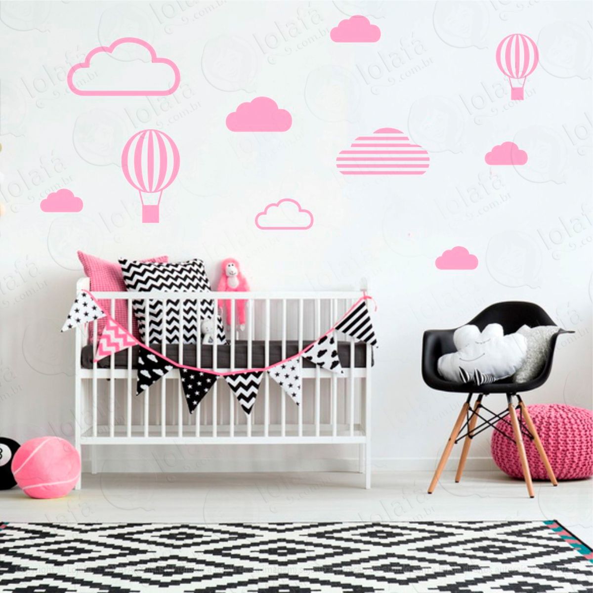 Adesivos Nuvens e Balões 10 Peças Adesivos para Quarto de Bebê Infantil Mod:532