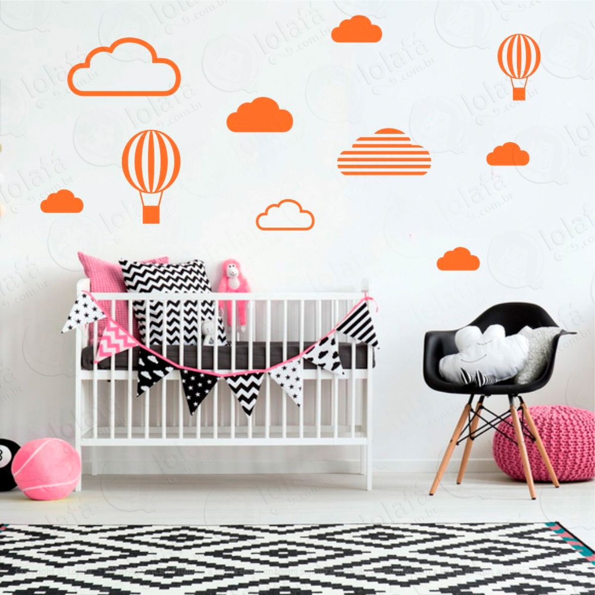 Adesivos Nuvens e Balões 10 Peças Adesivos para Quarto de Bebê Infantil Mod:534