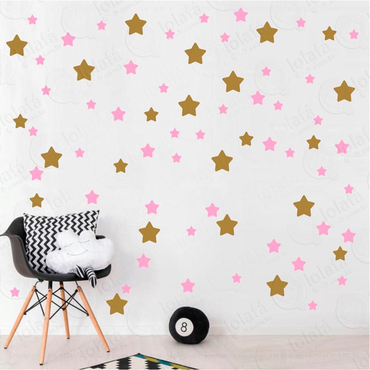 Adesivos Estrelas 99 Peças Adesivos para Quarto de Bebê Infantil Mod:691