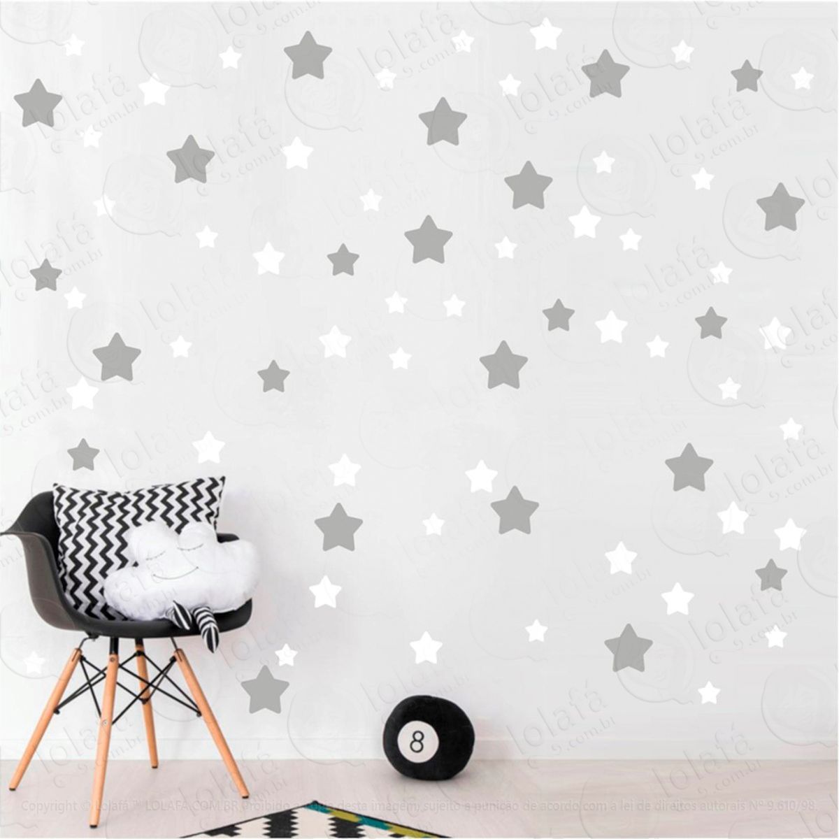 Adesivos Estrelas 99 Peças Adesivos para Quarto de Bebê Infantil Mod:696