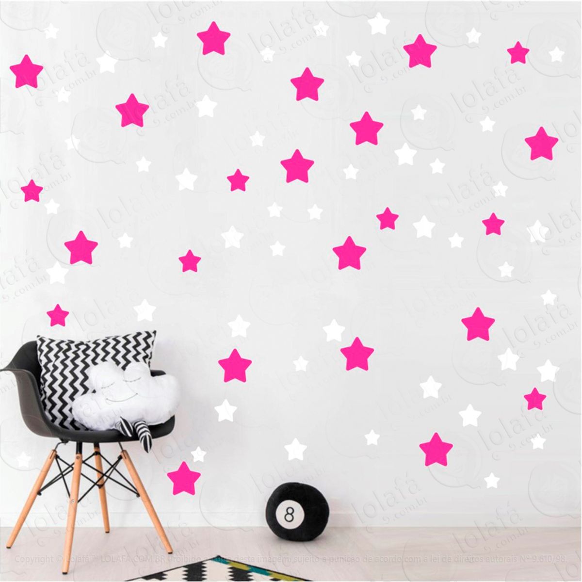 Adesivos Estrelas 99 Peças Adesivos para Quarto de Bebê Infantil Mod:698