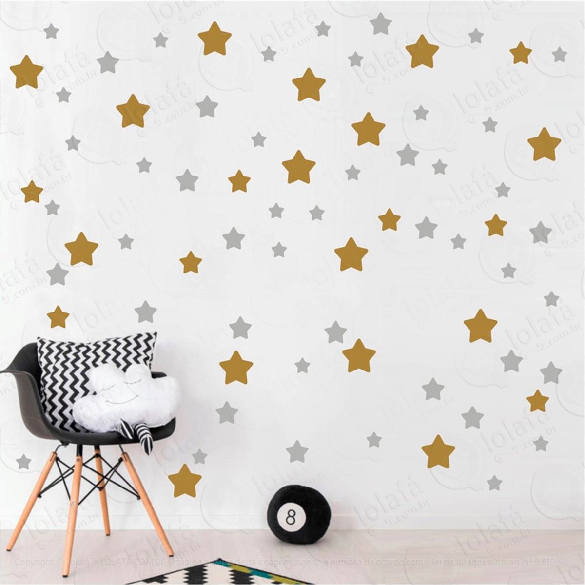 Adesivos Estrelas 99 Peças Adesivos para Quarto de Bebê Infantil Mod:701
