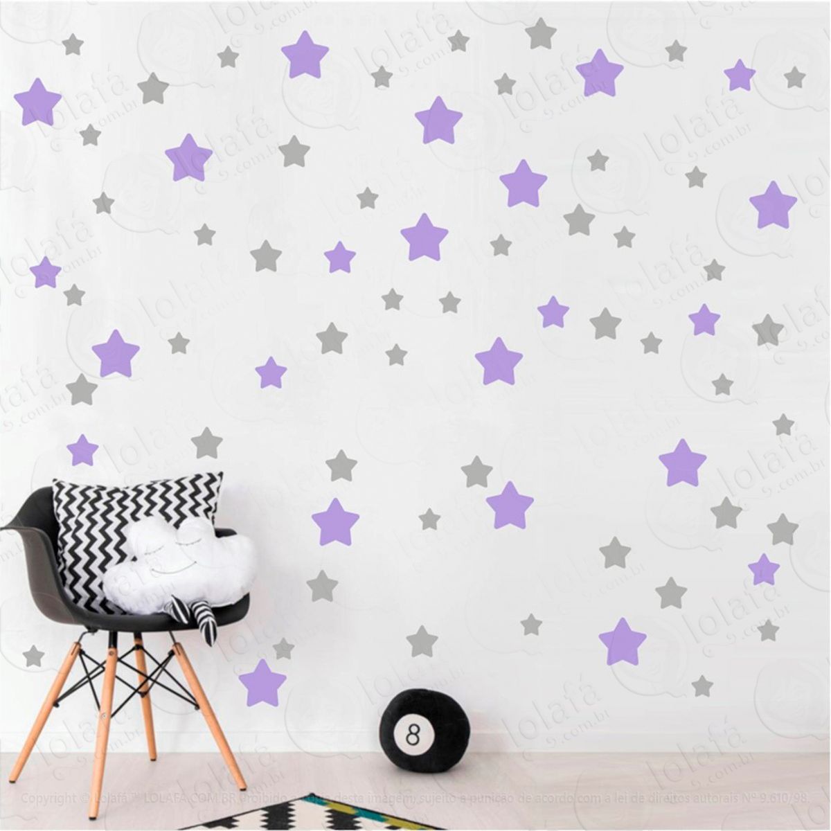 Adesivos Estrelas 99 Peças Adesivos para Quarto de Bebê Infantil Mod:704