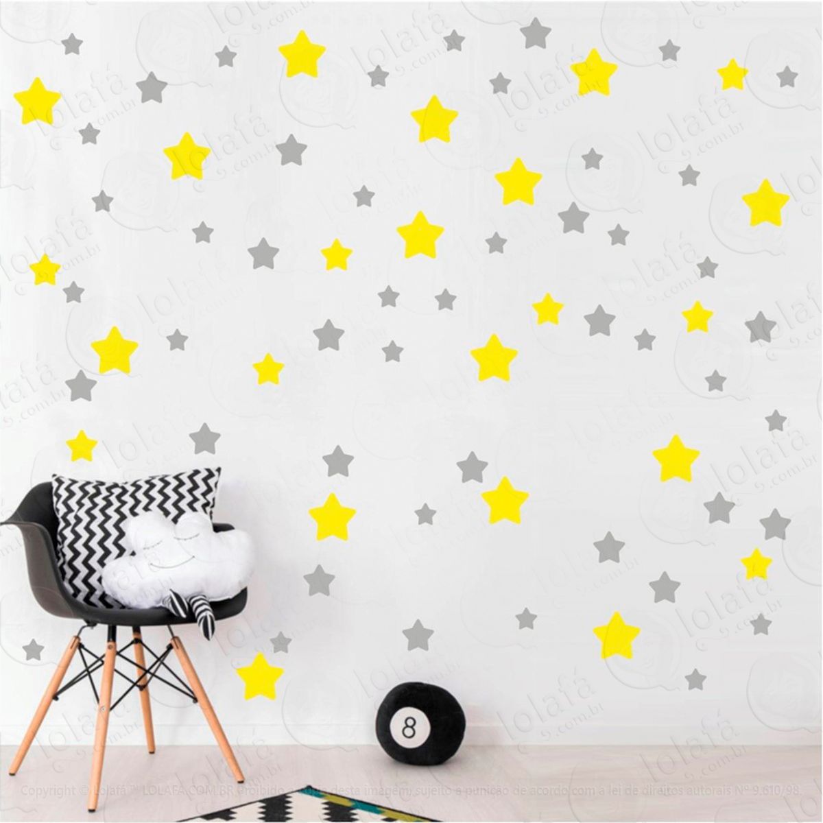 Adesivos Estrelas 99 Peças Adesivos para Quarto de Bebê Infantil Mod:705