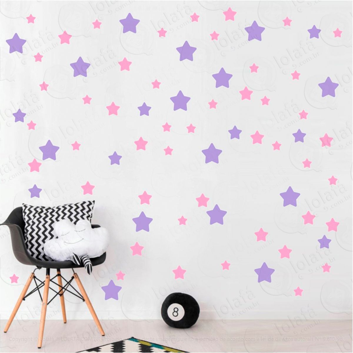 Adesivos Estrelas 99 Peças Adesivos para Quarto de Bebê Infantil Mod:708
