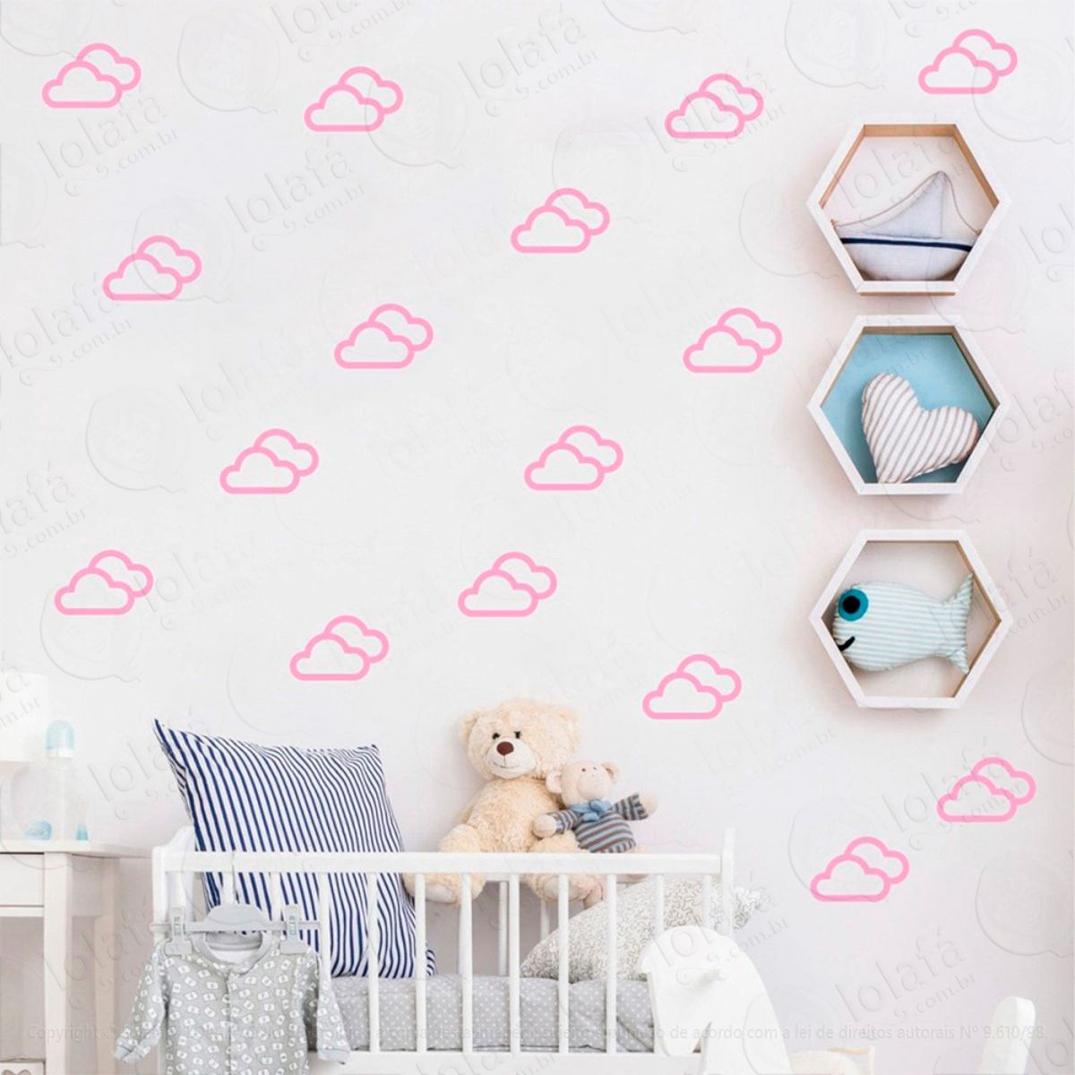 Adesivos Nuvens 32 Peças Adesivos para Quarto de Bebê Infantil Mod:709
