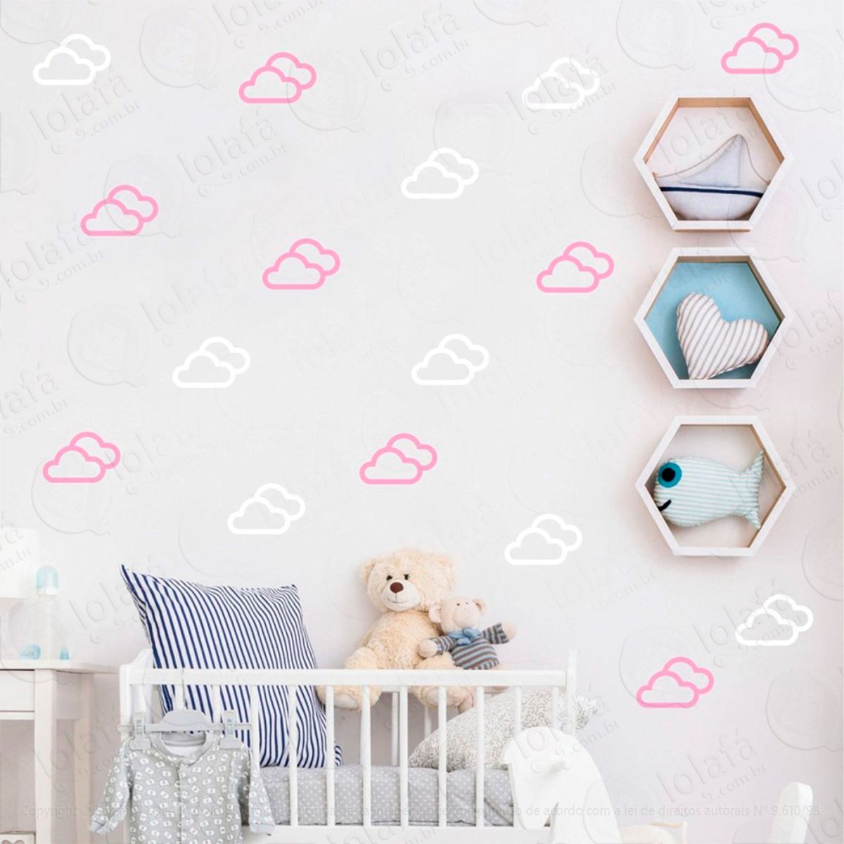 Adesivos Nuvens 32 Peças Adesivos para Quarto de Bebê Infantil Mod:711