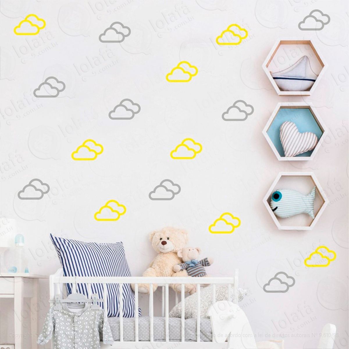 Adesivos Nuvens 32 Peças Adesivos para Quarto de Bebê Infantil Mod:714
