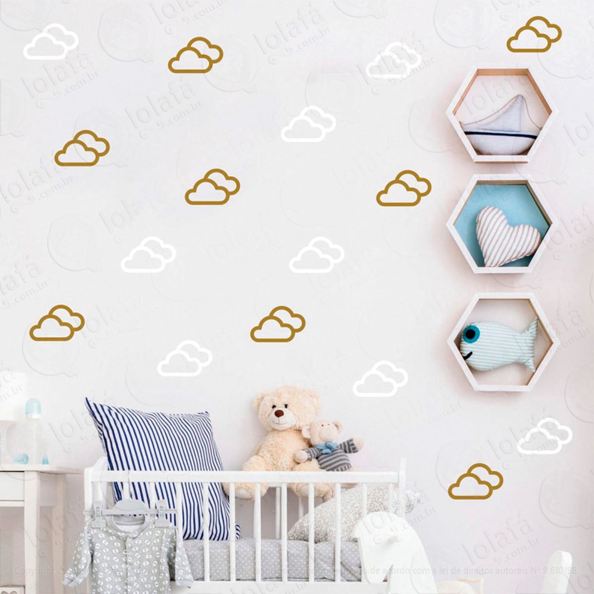 Adesivos Nuvens 32 Peças Adesivos para Quarto de Bebê Infantil Mod:716