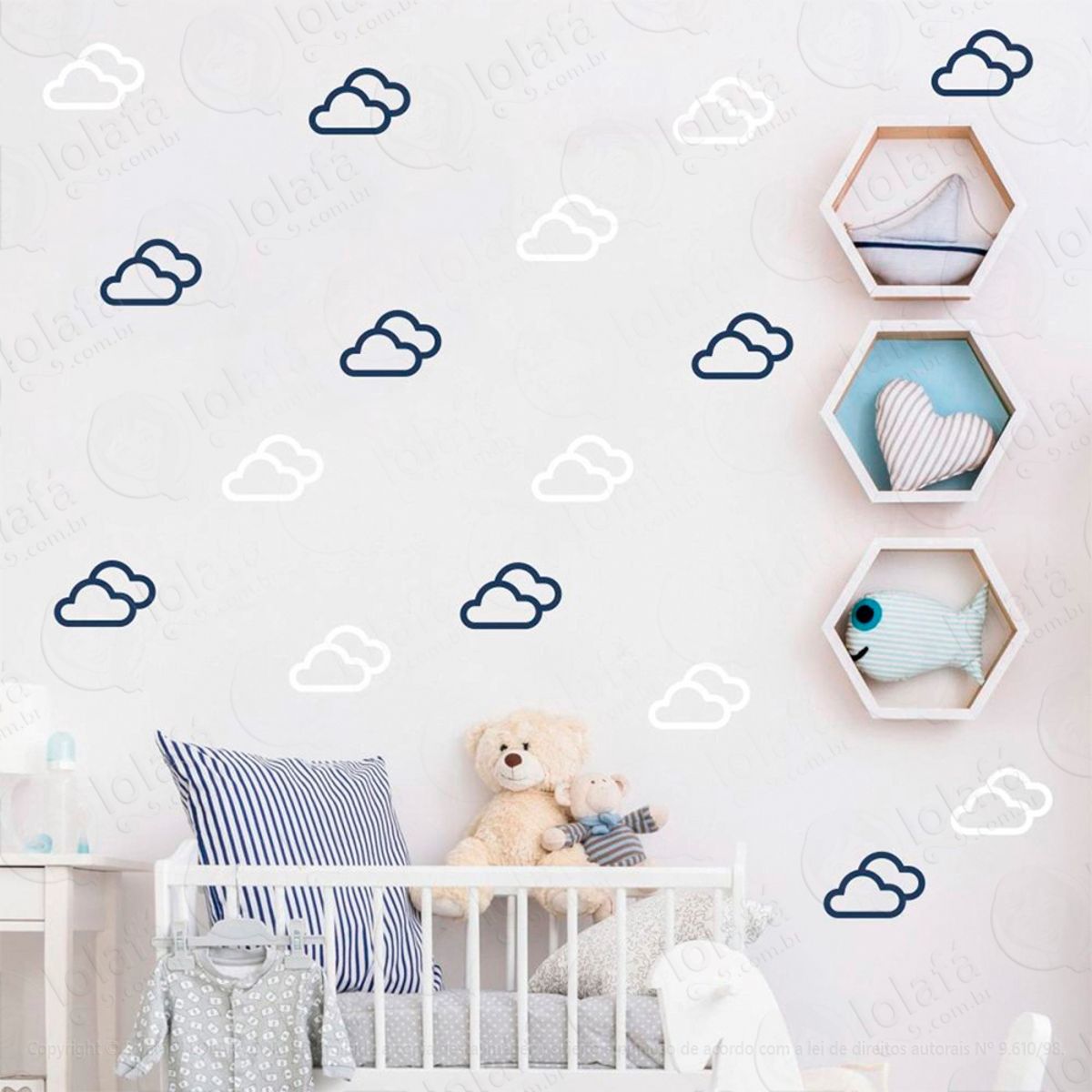 Adesivos Nuvens 32 Peças Adesivos para Quarto de Bebê Infantil Mod:717
