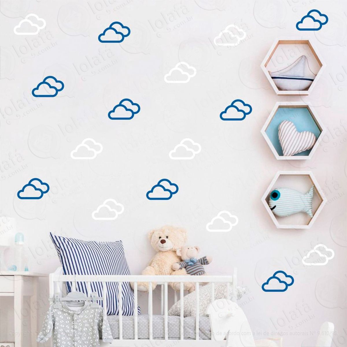 Adesivos Nuvens 32 Peças Adesivos para Quarto de Bebê Infantil Mod:718