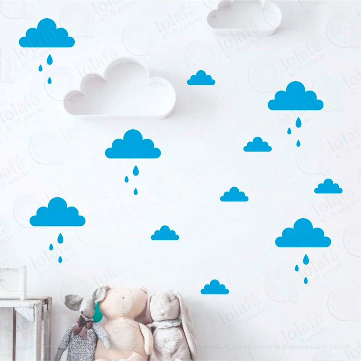 Adesivos Nuvens 56 Peças Adesivos para Quarto de Bebê Infantil Mod:749