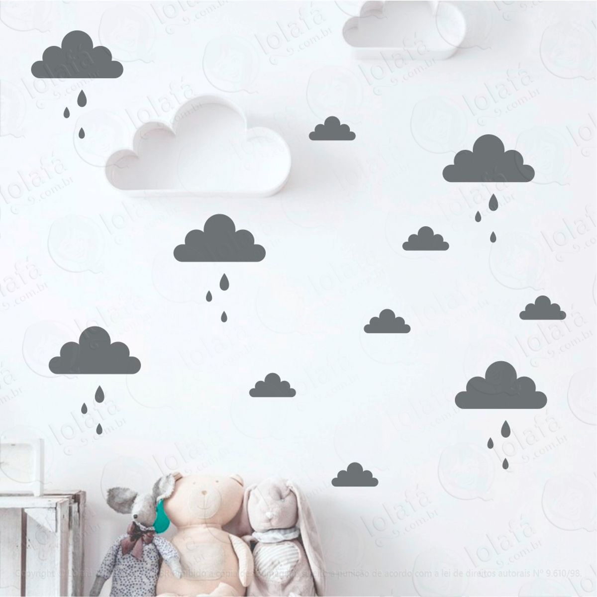 Adesivos Nuvens 56 Peças Adesivos para Quarto de Bebê Infantil Mod:750