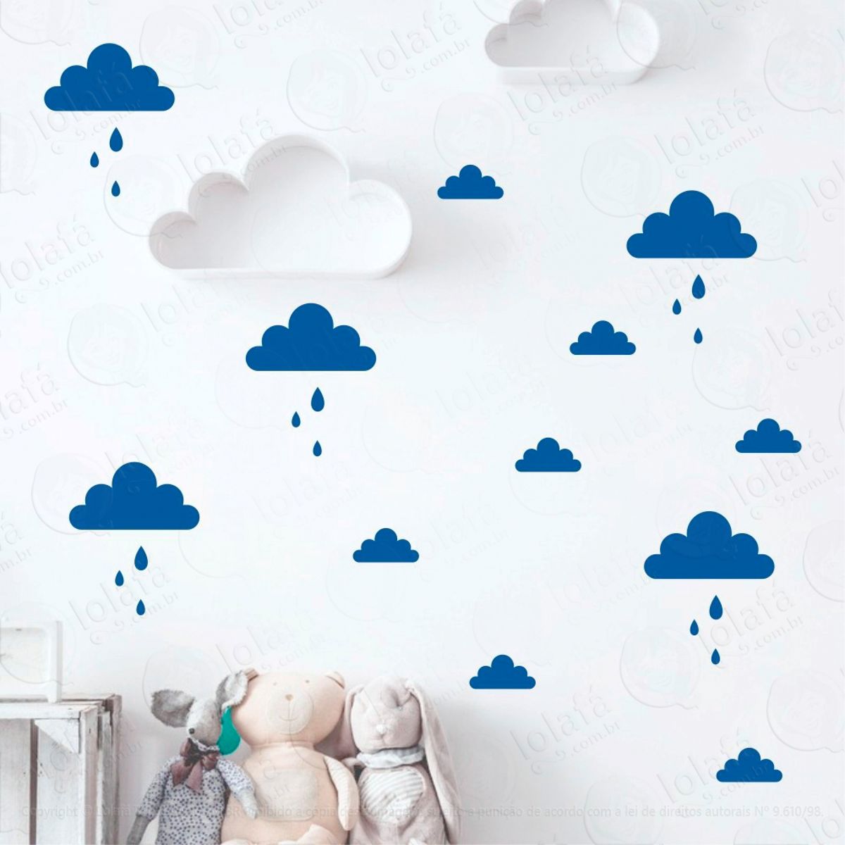Adesivos Nuvens 56 Peças Adesivos para Quarto de Bebê Infantil Mod:752