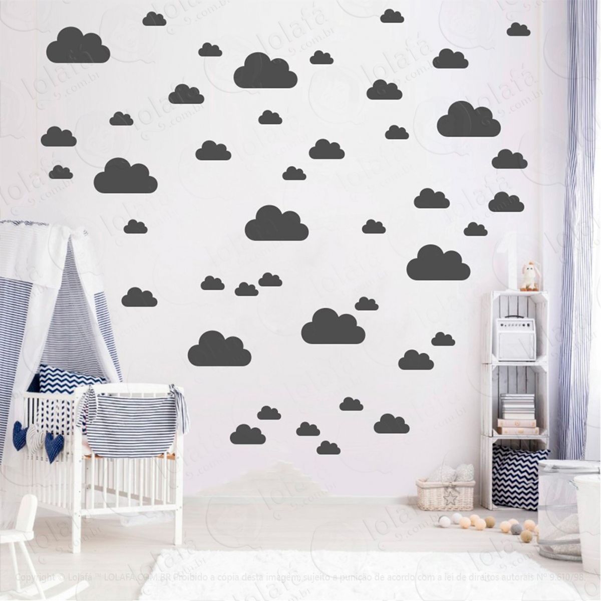 Adesivos Nuvens 78 Peças Adesivos para Quarto de Bebê Infantil Mod:753