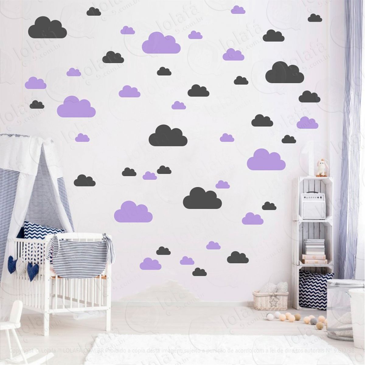 Adesivos Nuvens 78 Peças Adesivos para Quarto de Bebê Infantil Mod:754