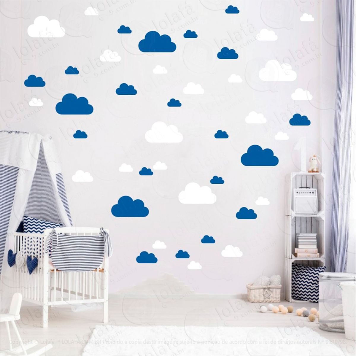 Adesivos Nuvens 78 Peças Adesivos para Quarto de Bebê Infantil Mod:755