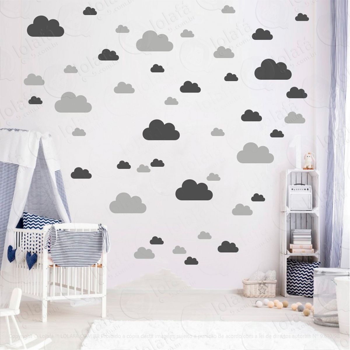 Adesivos Nuvens 78 Peças Adesivos para Quarto de Bebê Infantil Mod:756