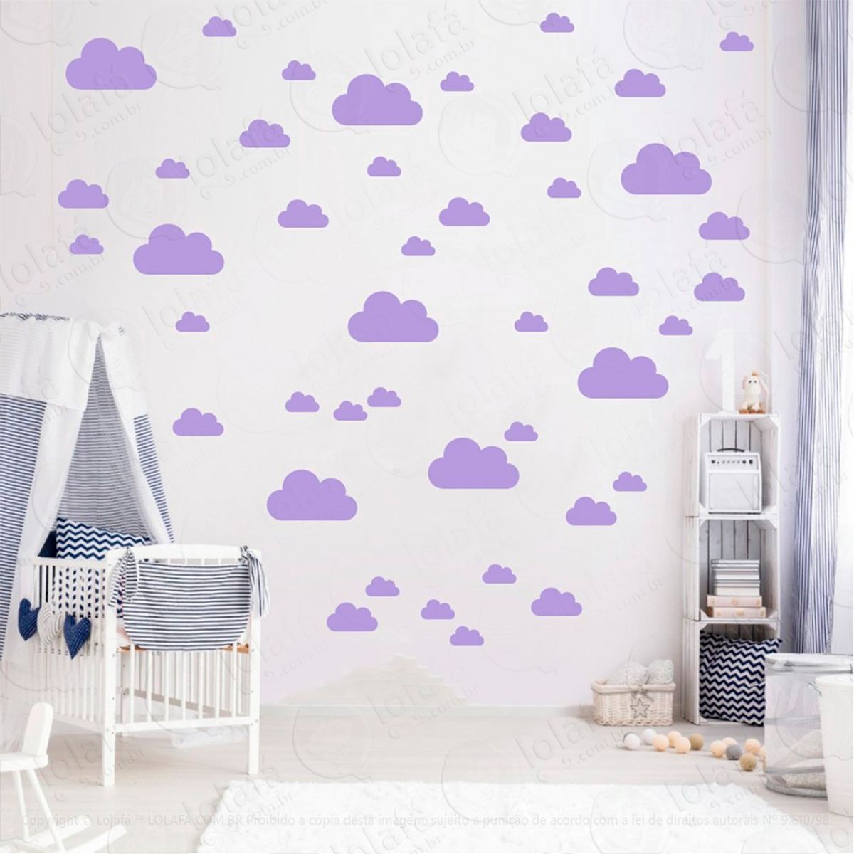 Adesivos Nuvens 78 Peças Adesivos para Quarto de Bebê Infantil Mod:757