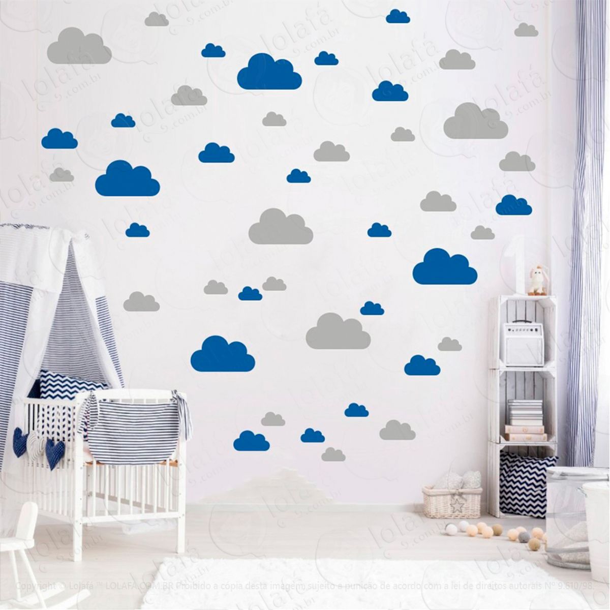 Adesivos Nuvens 78 Peças Adesivos para Quarto de Bebê Infantil Mod:758