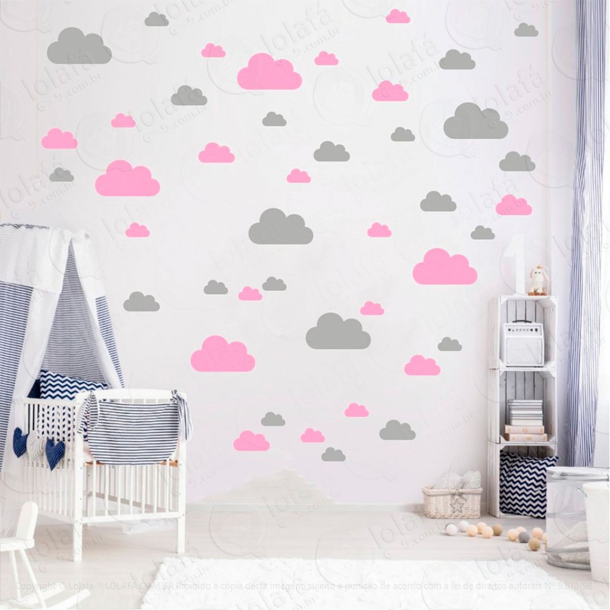 Adesivos Nuvens 78 Peças Adesivos para Quarto de Bebê Infantil Mod:759