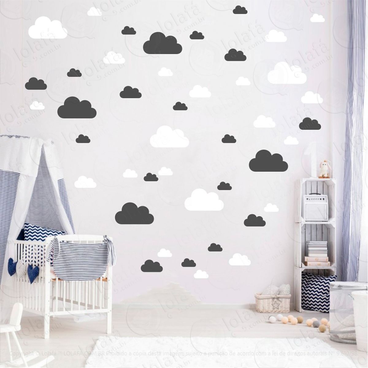 Adesivos Nuvens 78 Peças Adesivos para Quarto de Bebê Infantil Mod:760