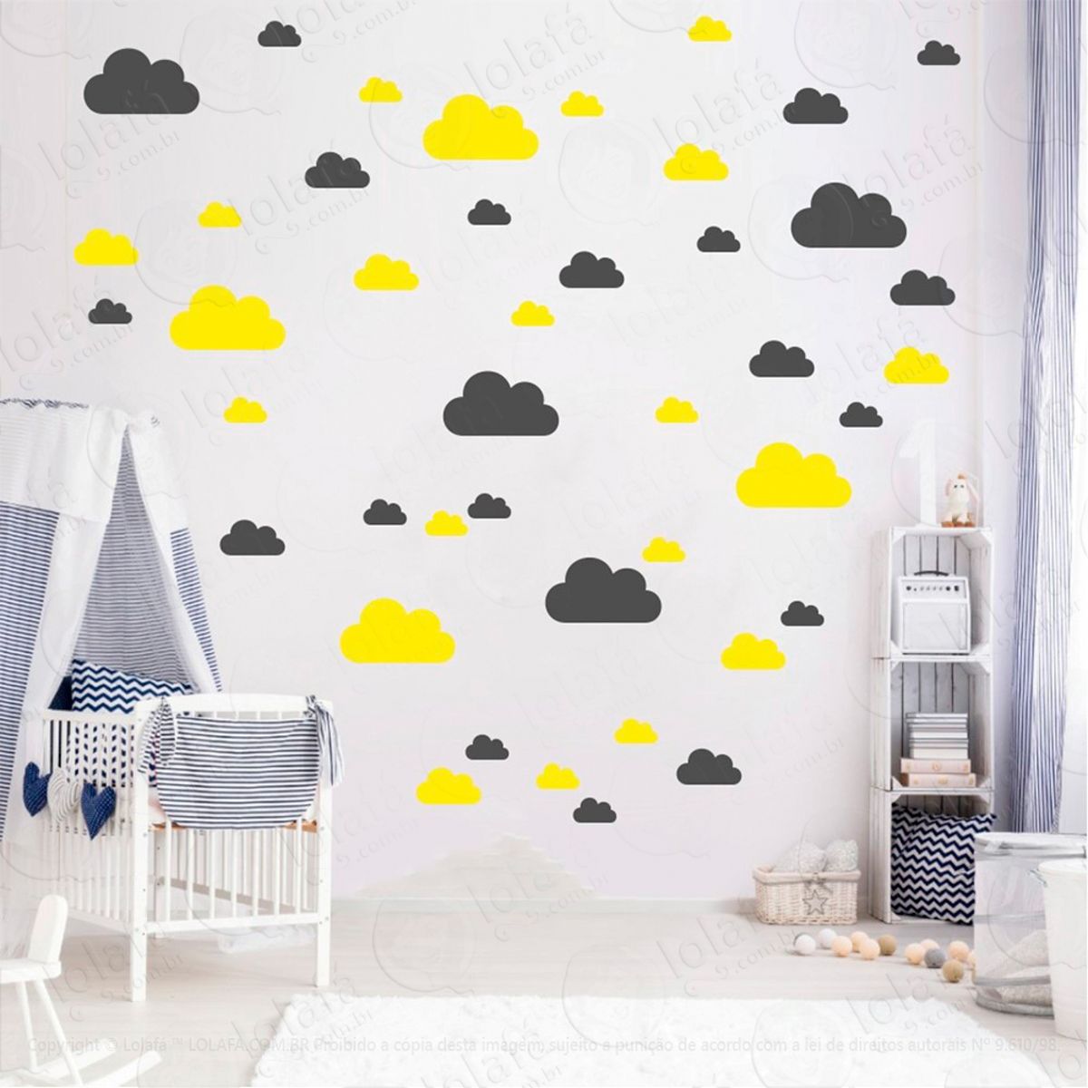 Adesivos Nuvens 78 Peças Adesivos para Quarto de Bebê Infantil Mod:761