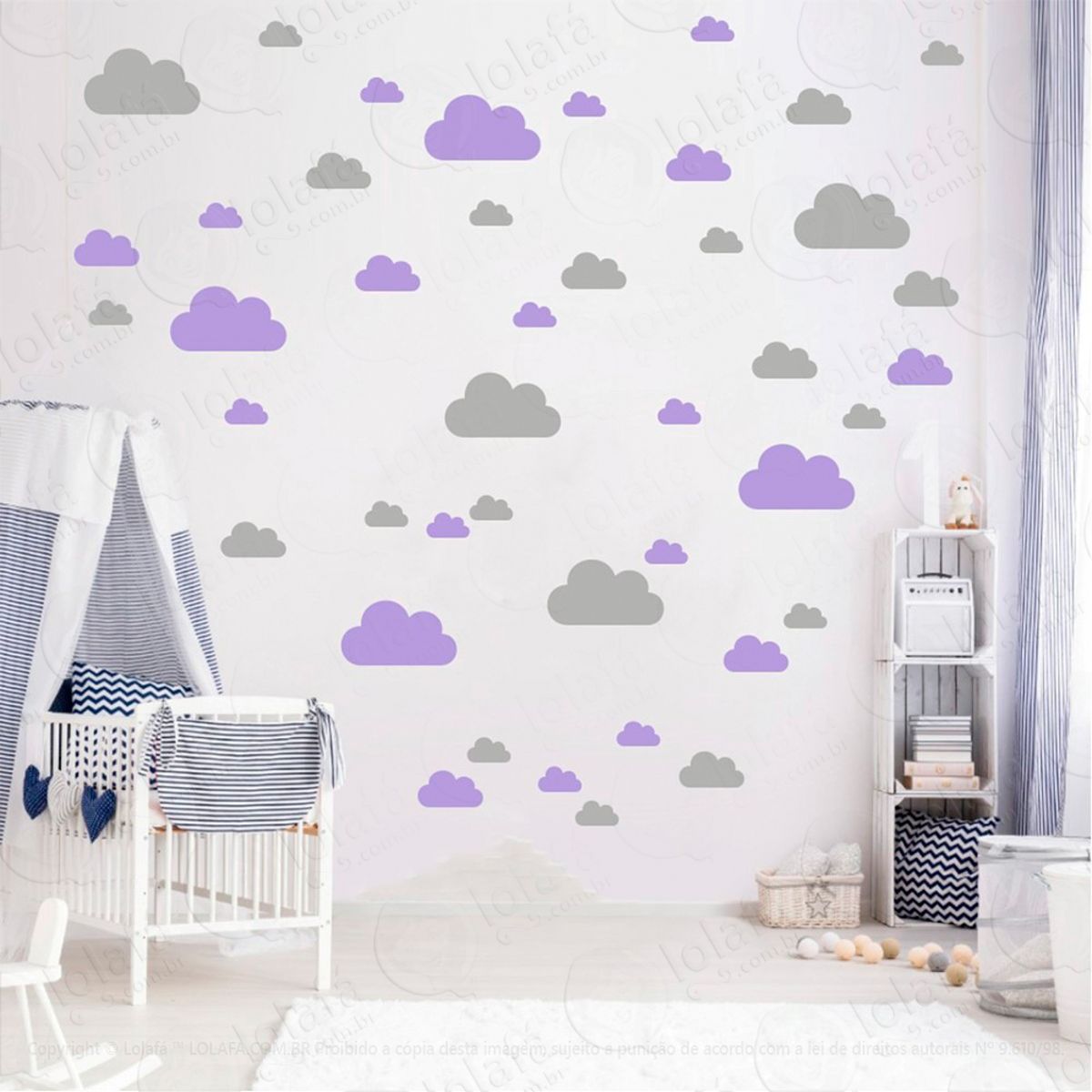 Adesivos Nuvens 78 Peças Adesivos para Quarto de Bebê Infantil Mod:762