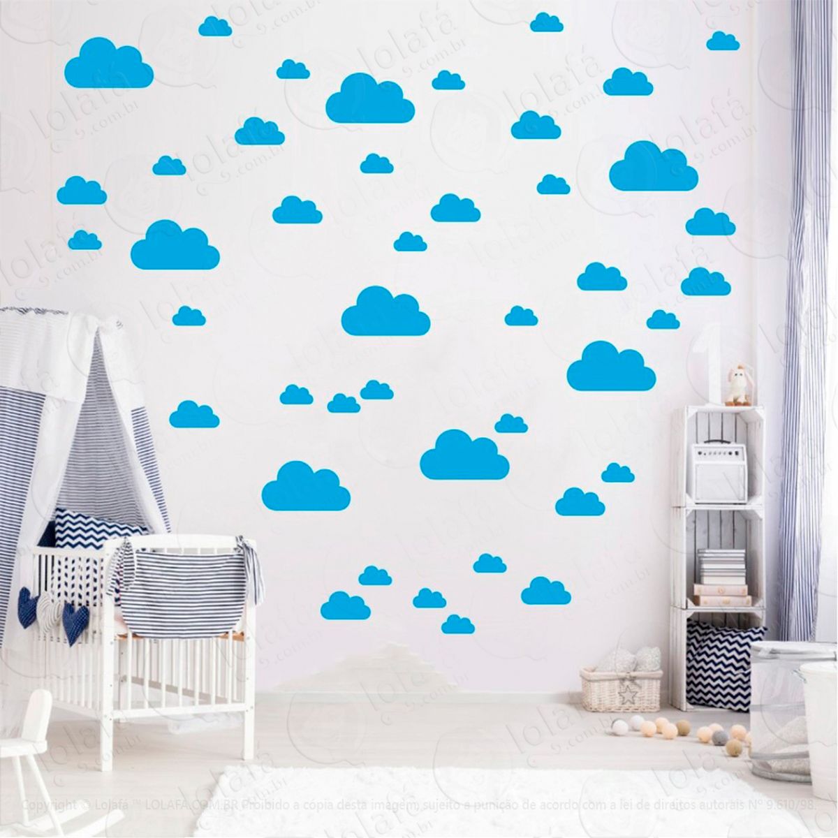 Adesivos Nuvens 78 Peças Adesivos para Quarto de Bebê Infantil Mod:763