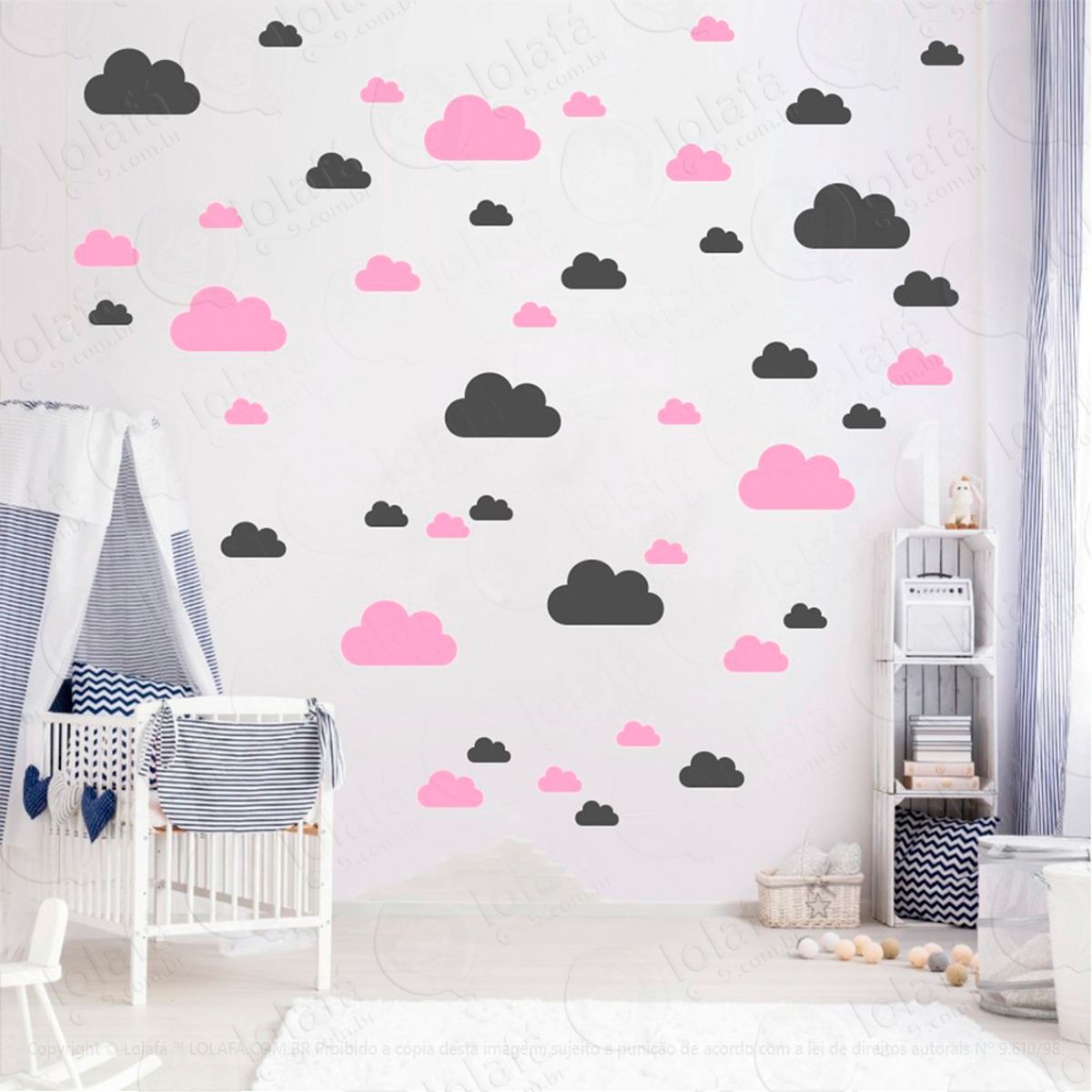 Adesivos Nuvens 78 Peças Adesivos para Quarto de Bebê Infantil Mod:764