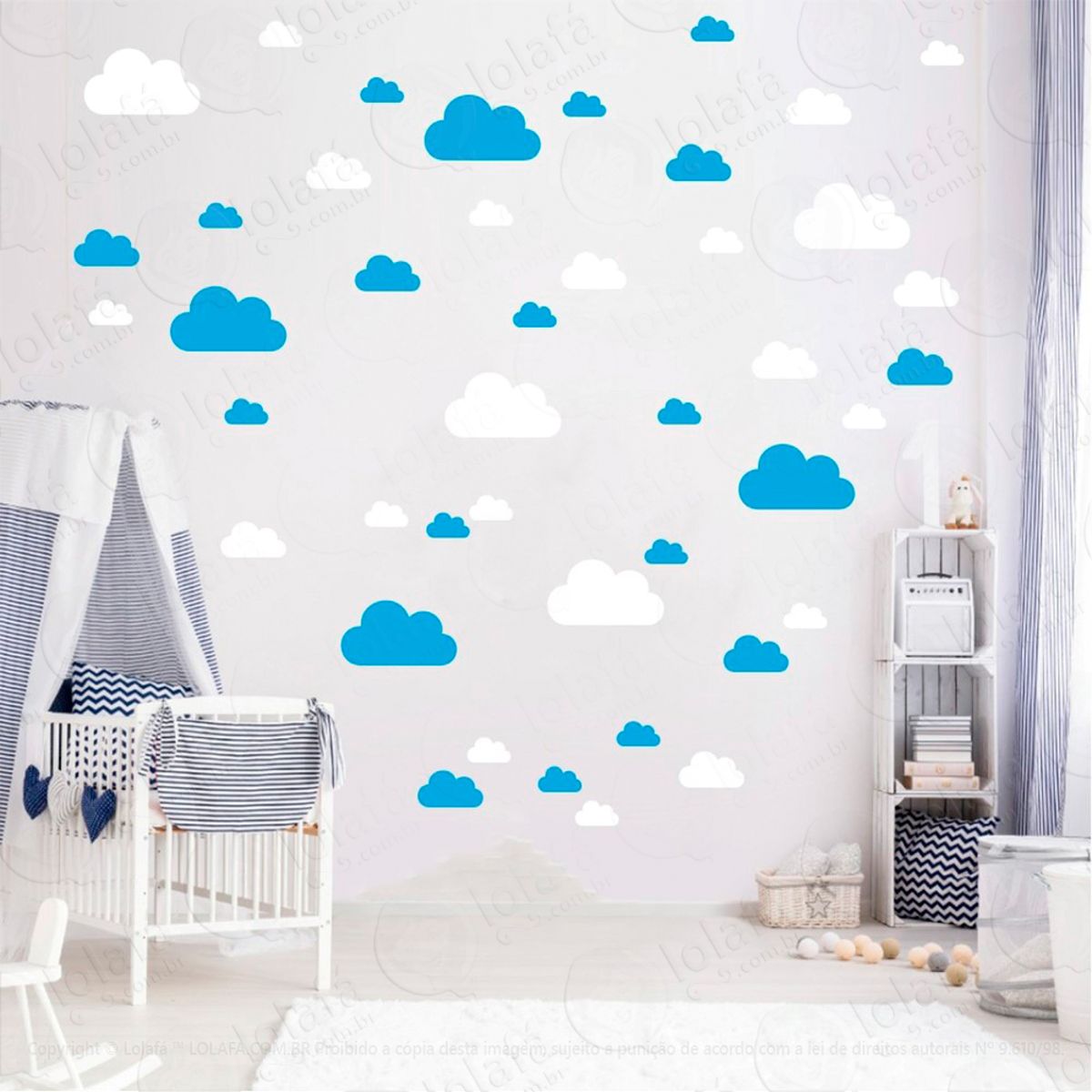 Adesivos Nuvens 78 Peças Adesivos para Quarto de Bebê Infantil Mod:765
