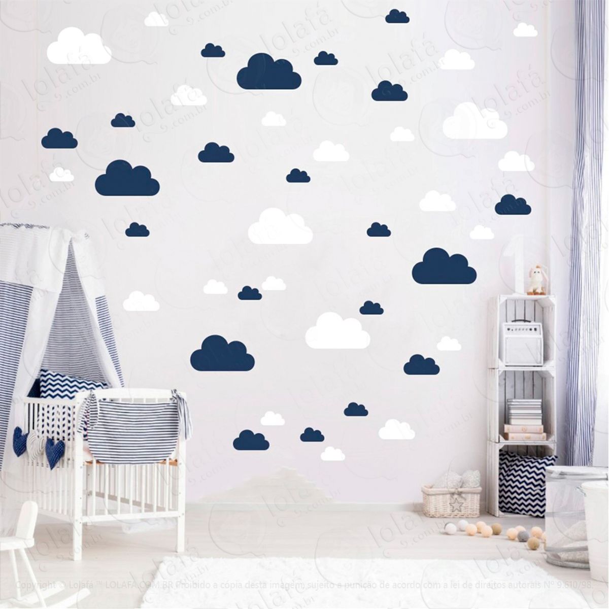 Adesivos Nuvens 78 Peças Adesivos para Quarto de Bebê Infantil Mod:766