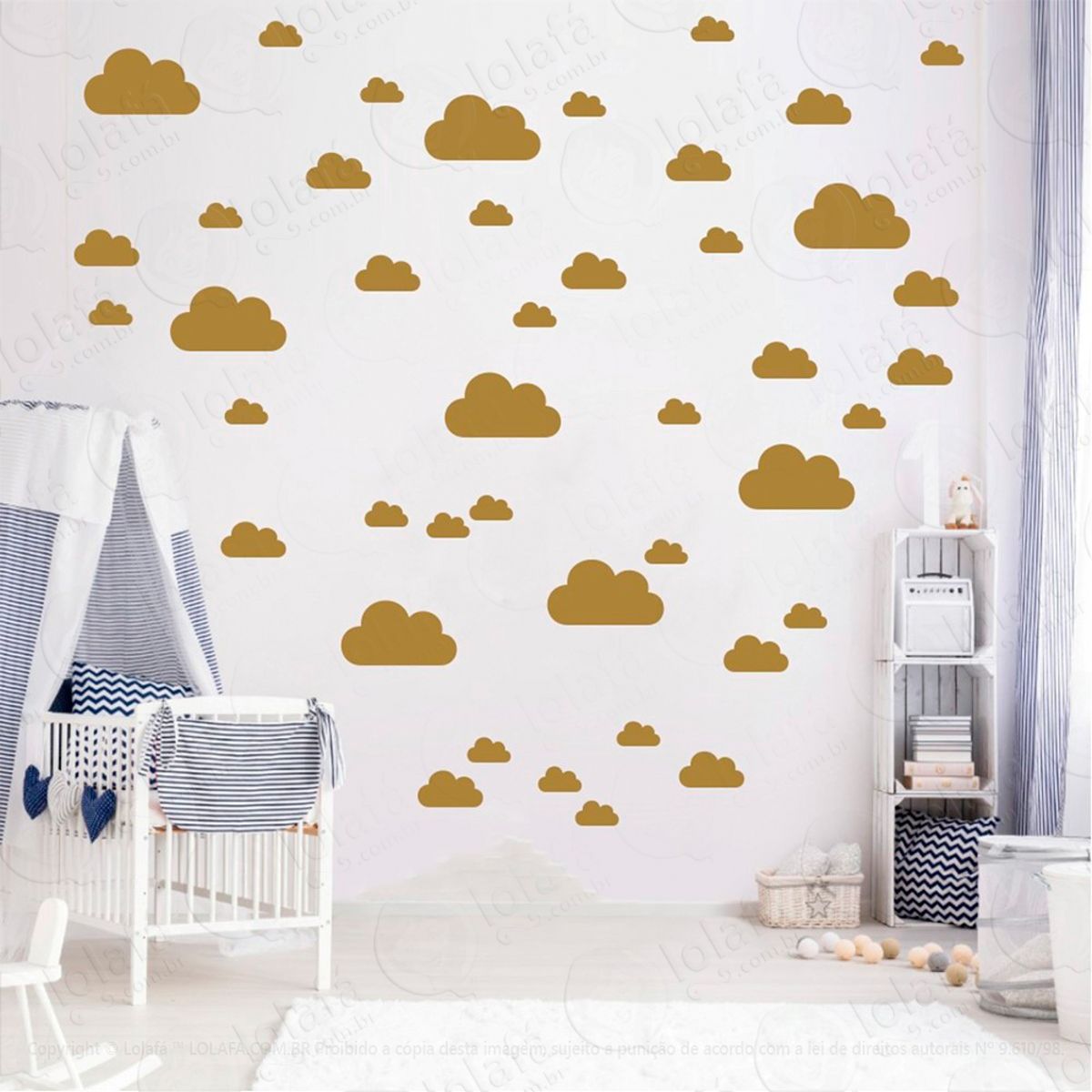 Adesivos Nuvens 78 Peças Adesivos para Quarto de Bebê Infantil Mod:767