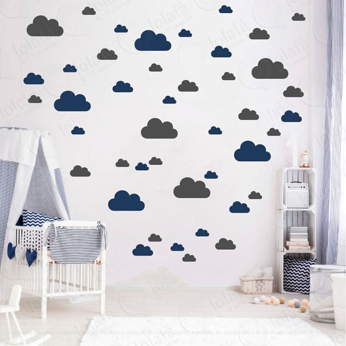 Adesivos Nuvens 78 Peças Adesivos para Quarto de Bebê Infantil Mod:768