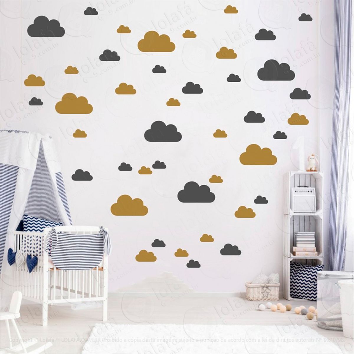 Adesivos Nuvens 78 Peças Adesivos para Quarto de Bebê Infantil Mod:769