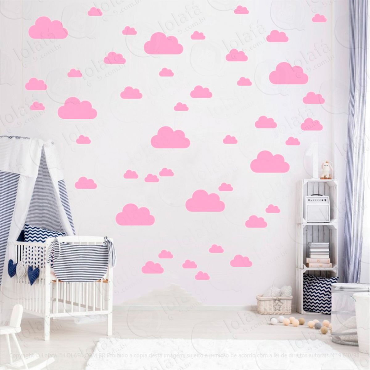 Adesivos Nuvens 78 Peças Adesivos para Quarto de Bebê Infantil Mod:770