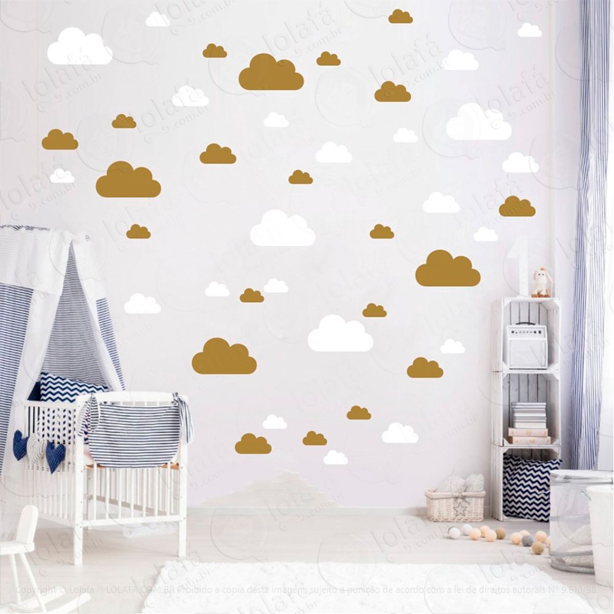 Adesivos Nuvens 78 Peças Adesivos para Quarto de Bebê Infantil Mod:771