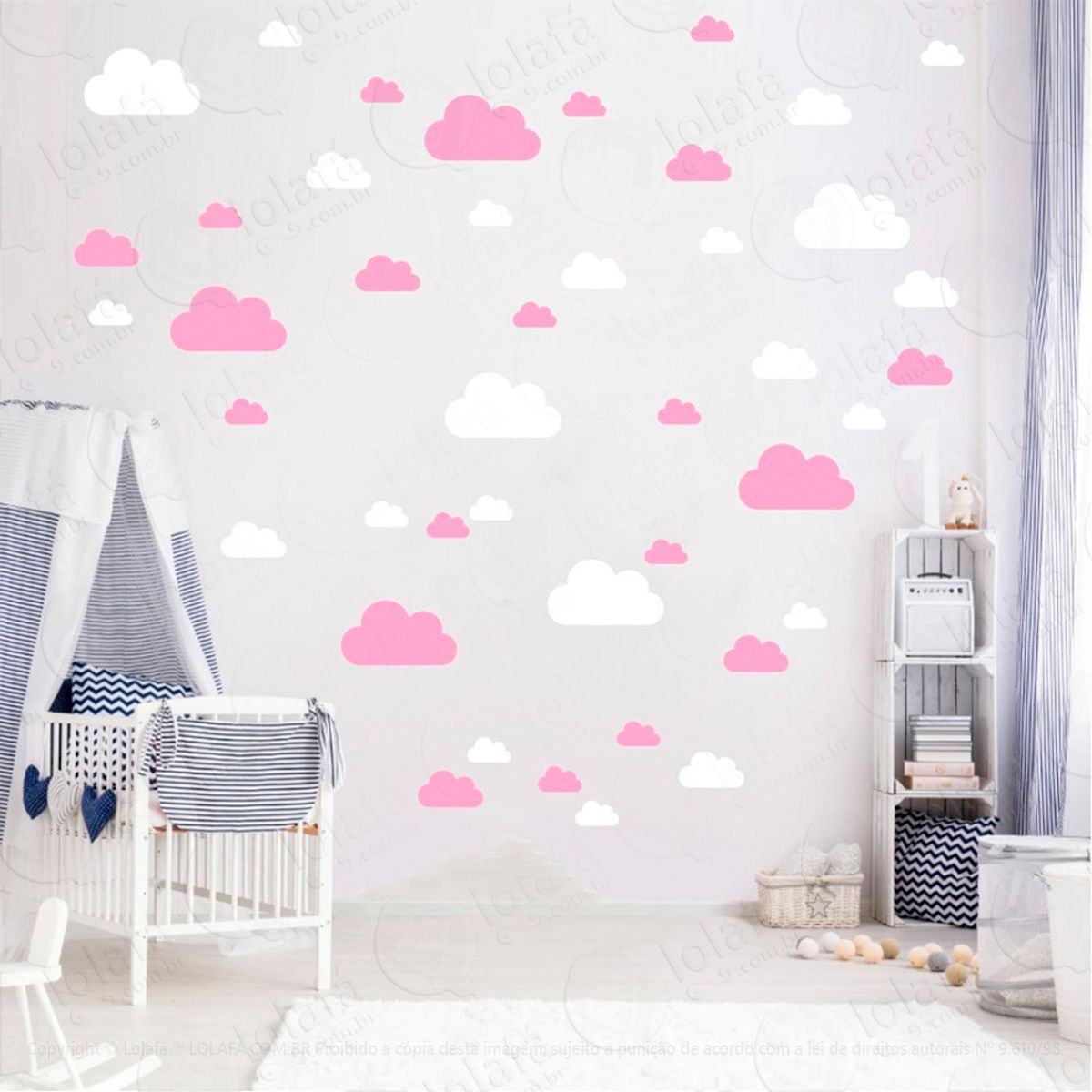Adesivos Nuvens 78 Peças Adesivos para Quarto de Bebê Infantil Mod:772