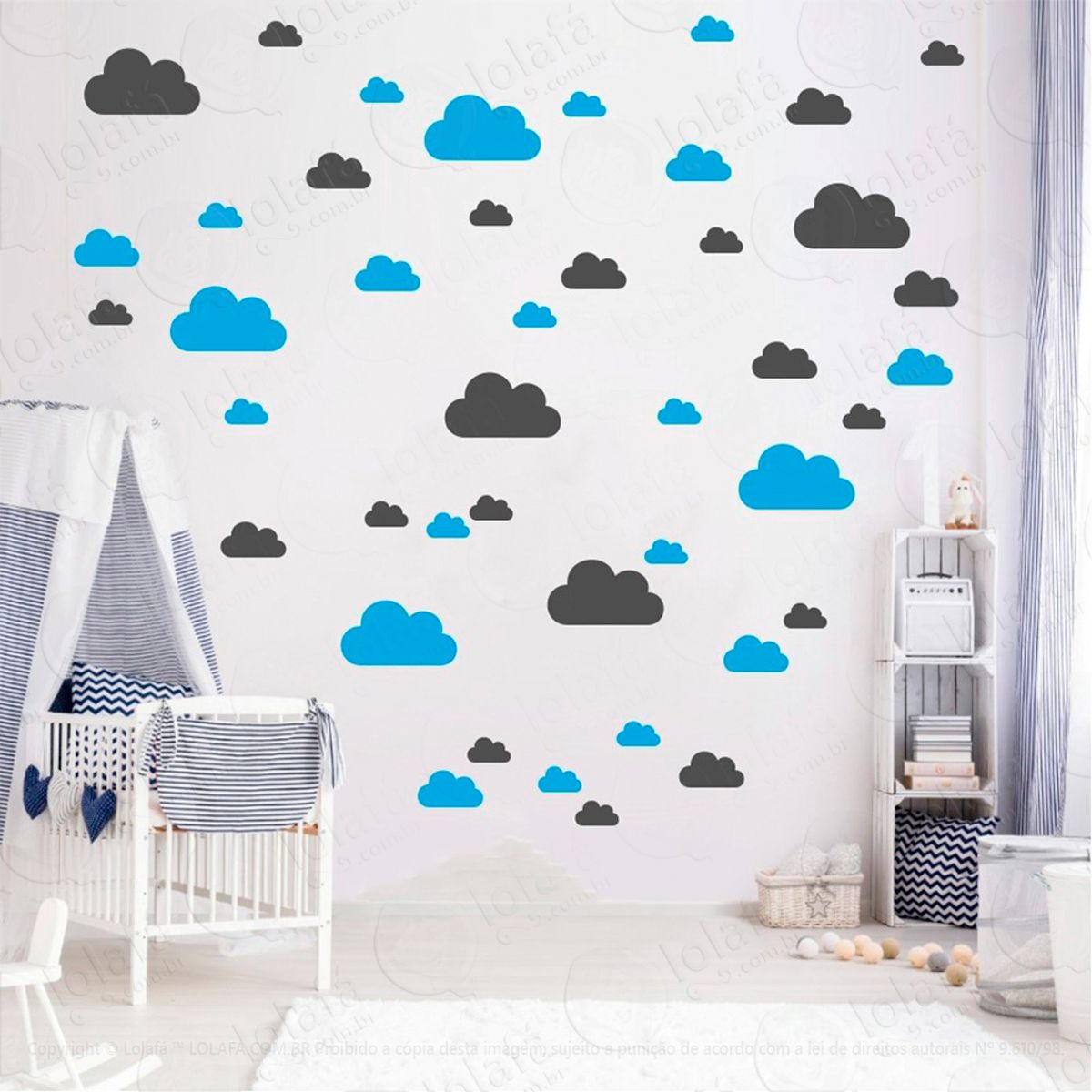 Adesivos Nuvens 78 Peças Adesivos para Quarto de Bebê Infantil Mod:773