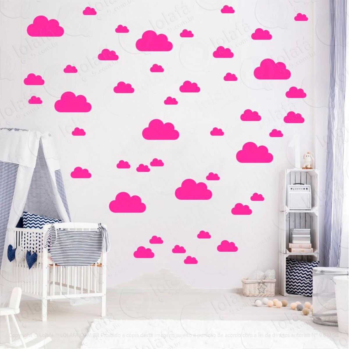 Adesivos Nuvens 78 Peças Adesivos para Quarto de Bebê Infantil Mod:774